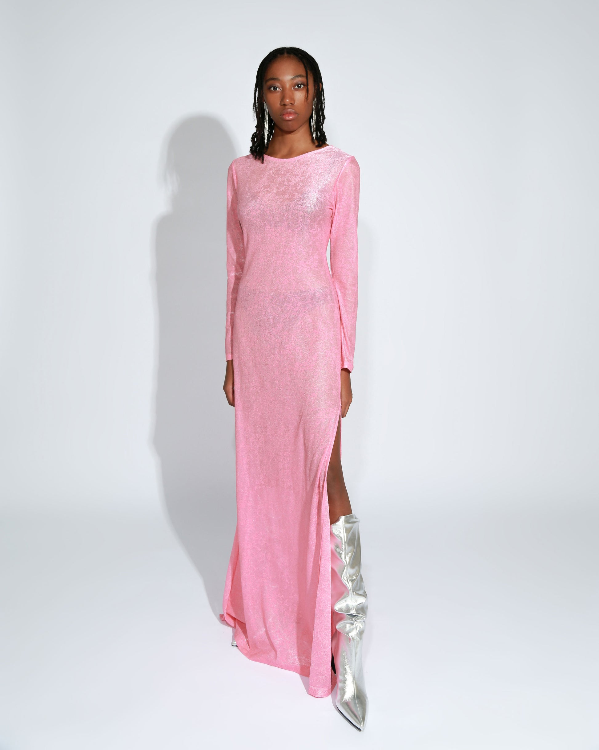 PINK LACE MAXI DRESS