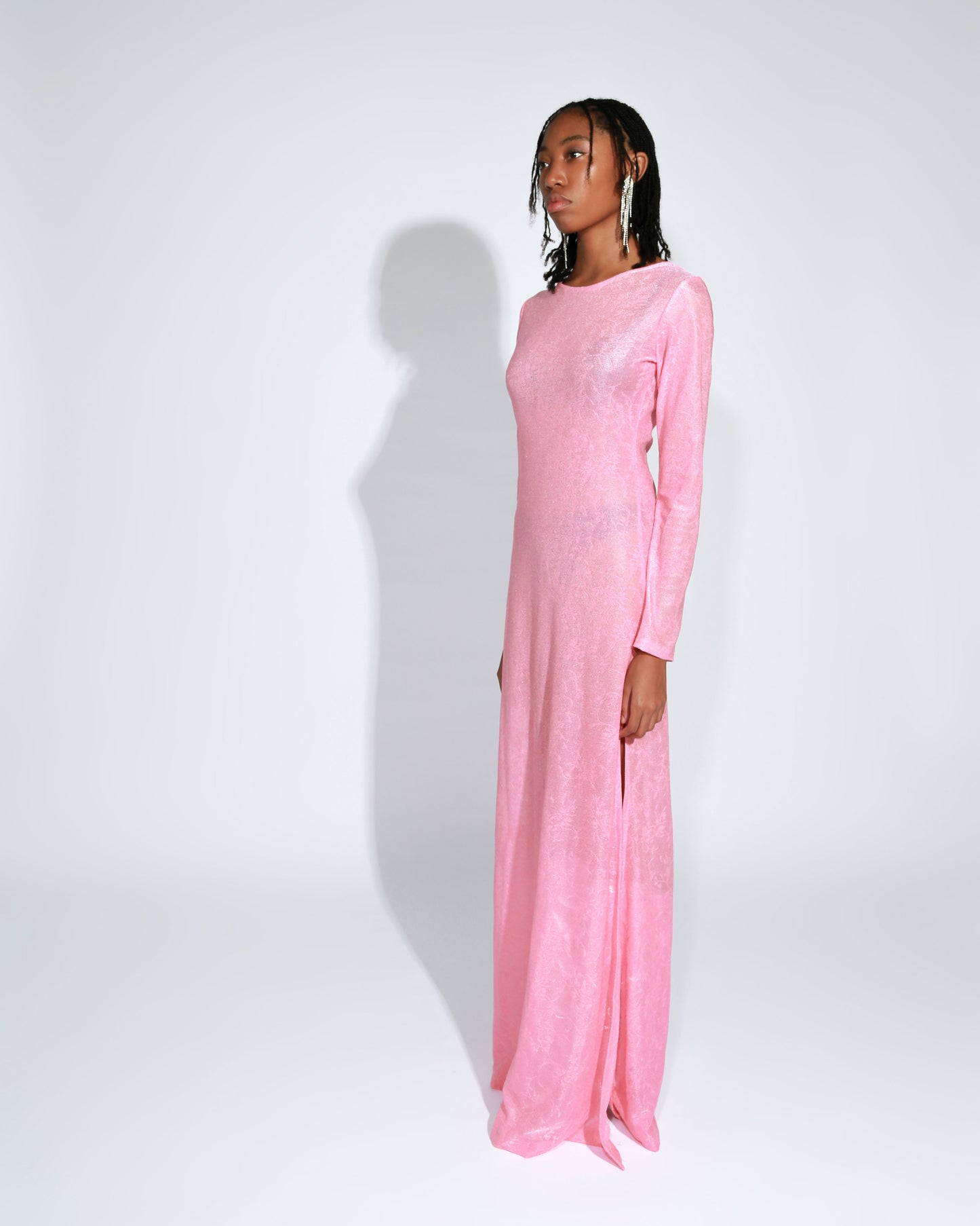 PINK LACE MAXI DRESS