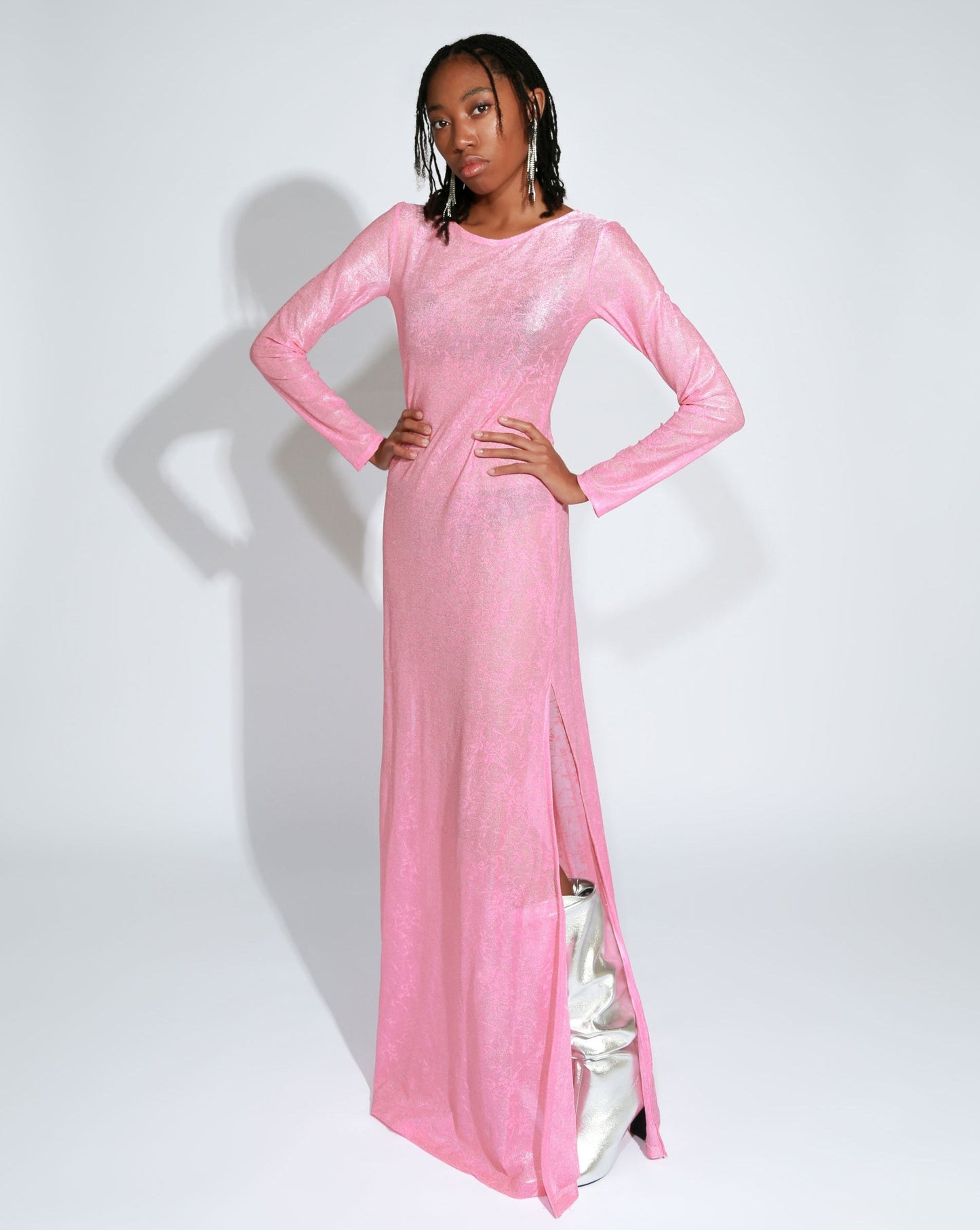 PINK LACE MAXI DRESS