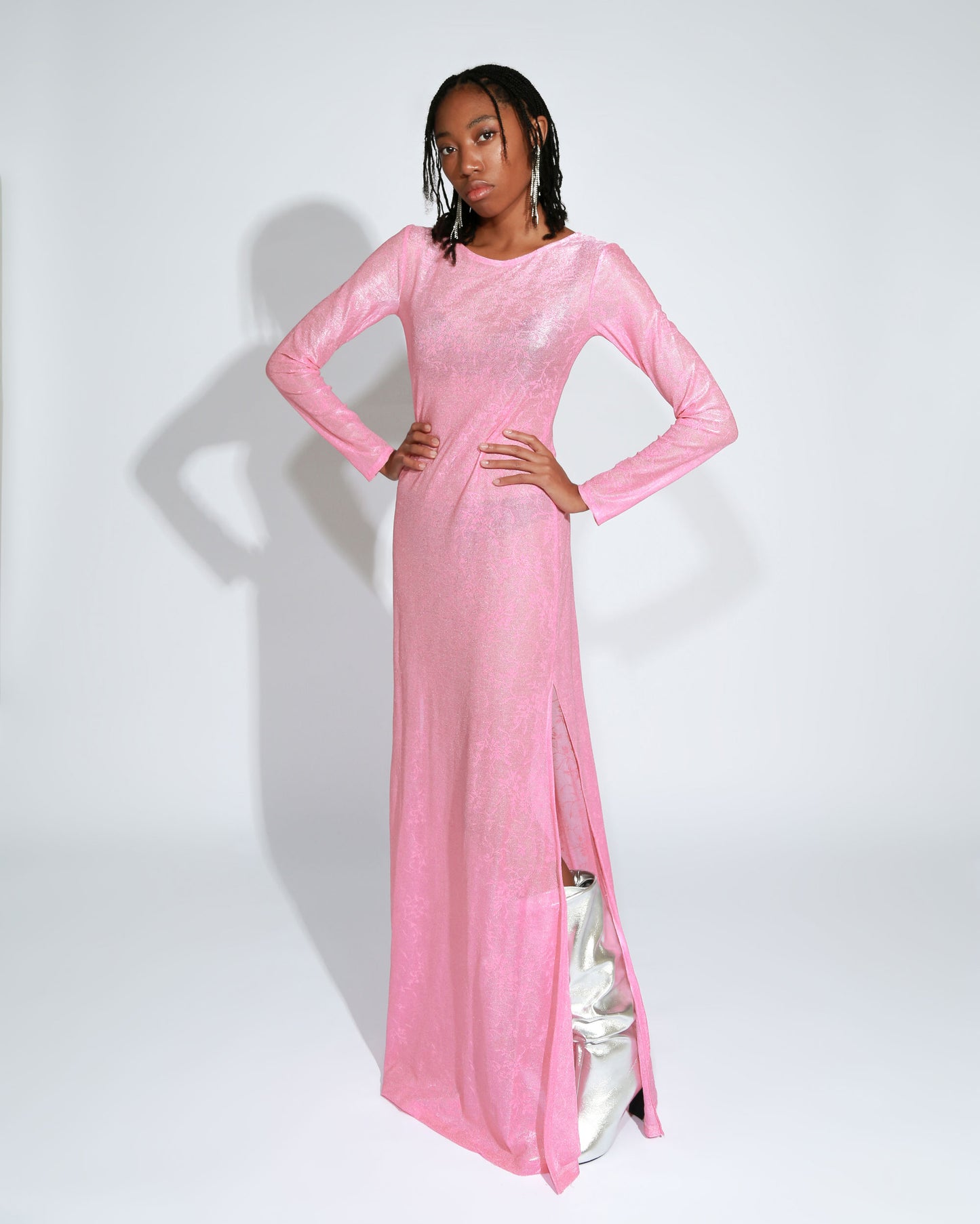 PINK LACE MAXI DRESS