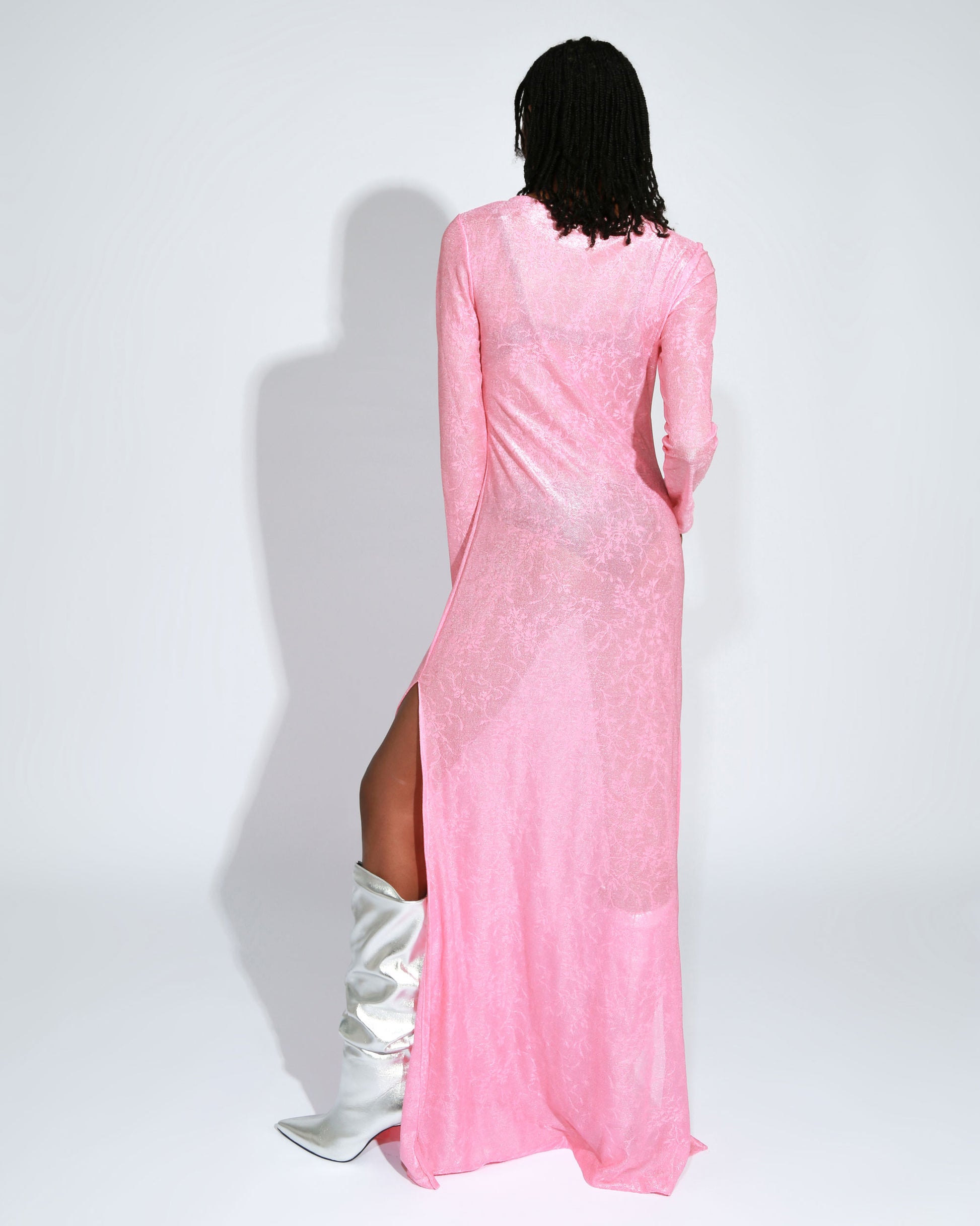 PINK LACE MAXI DRESS