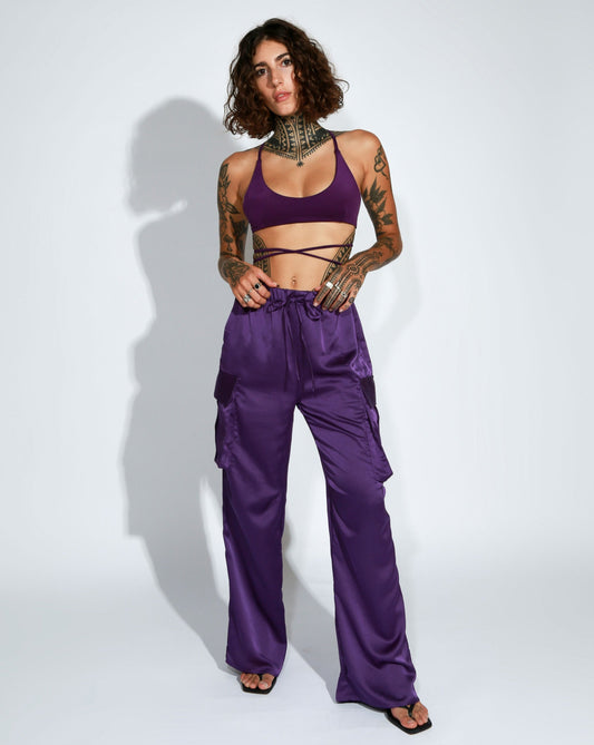 SATIN CARGO PANTS