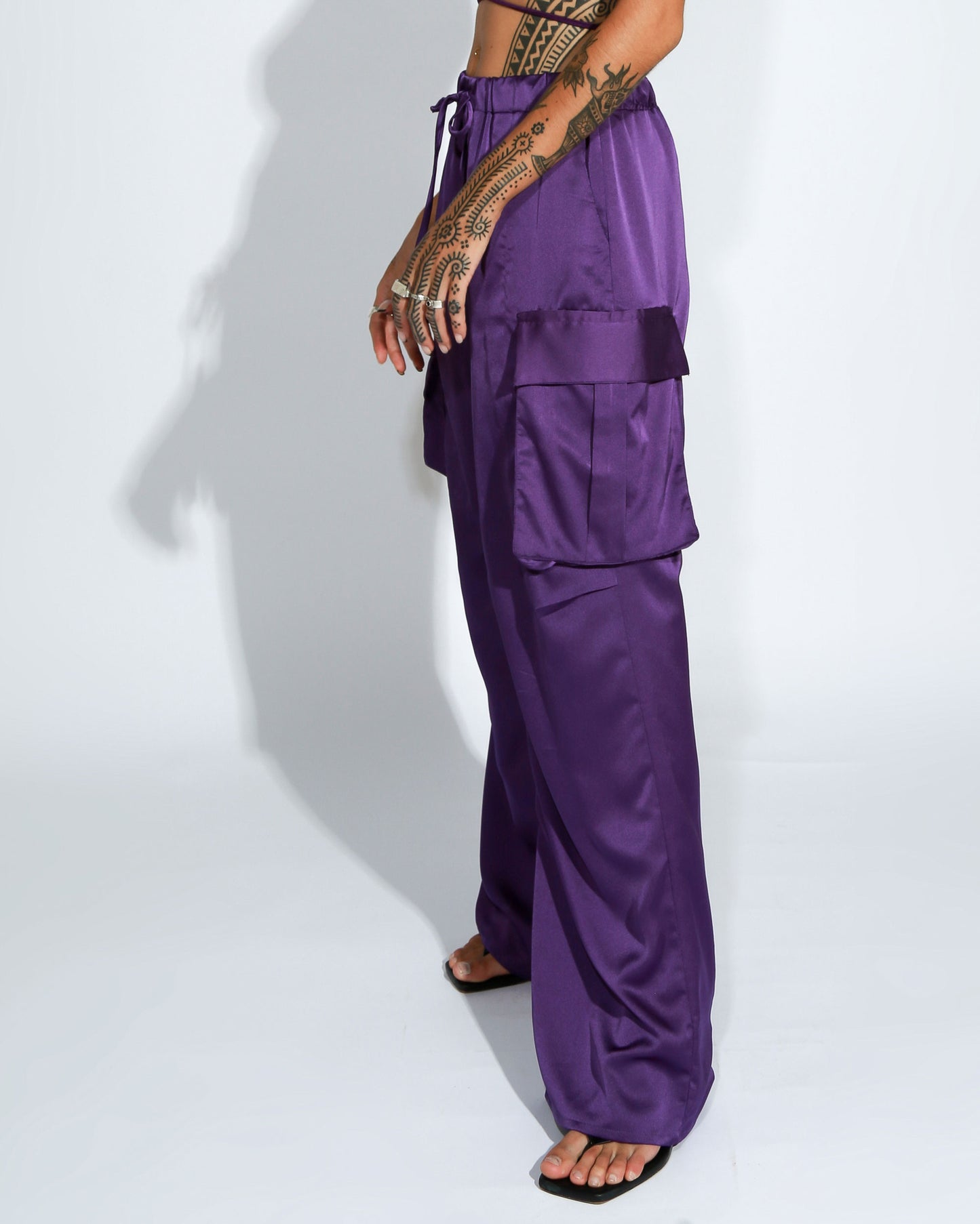 SATIN CARGO PANTS