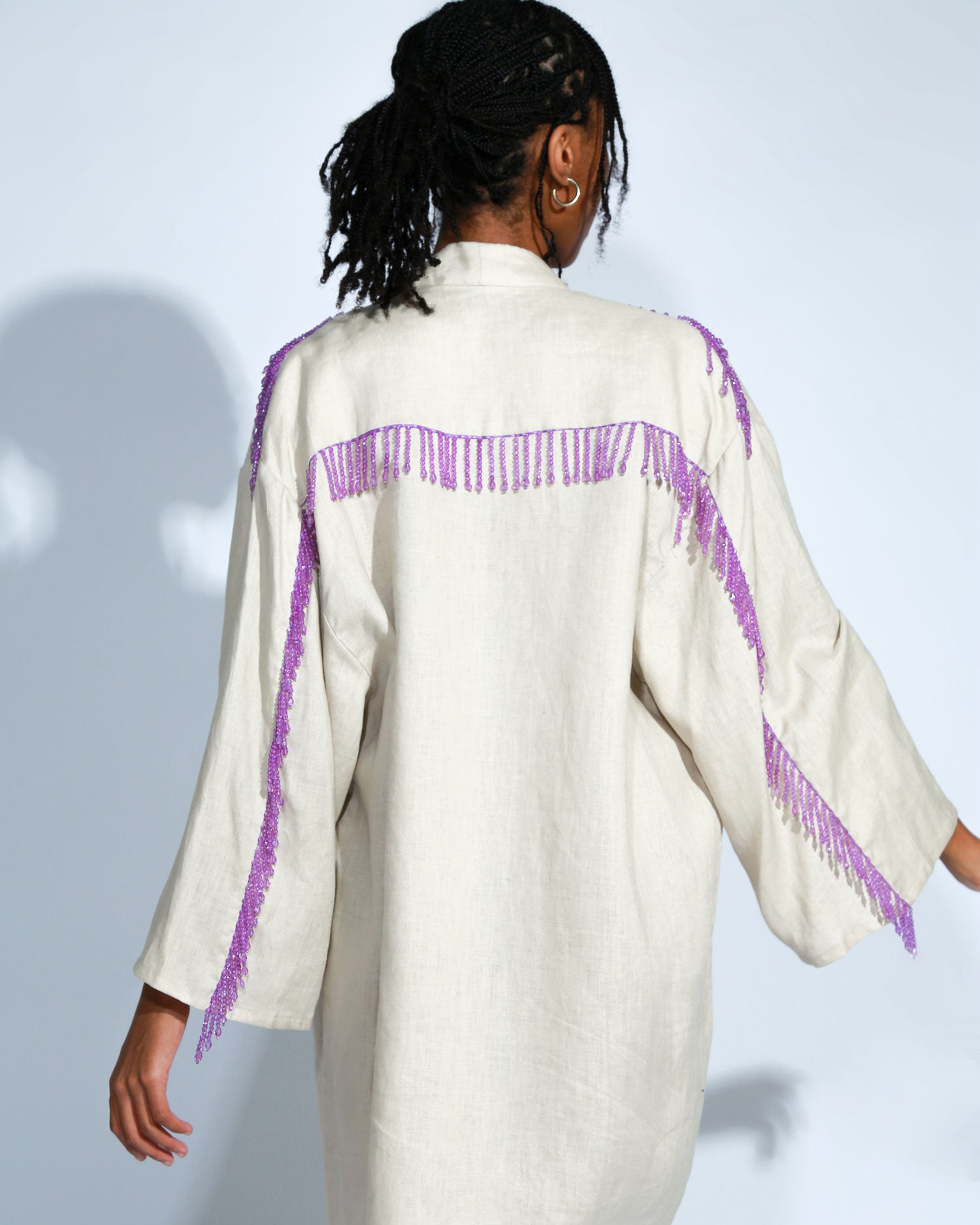 LINEN FRINGED KIMONO