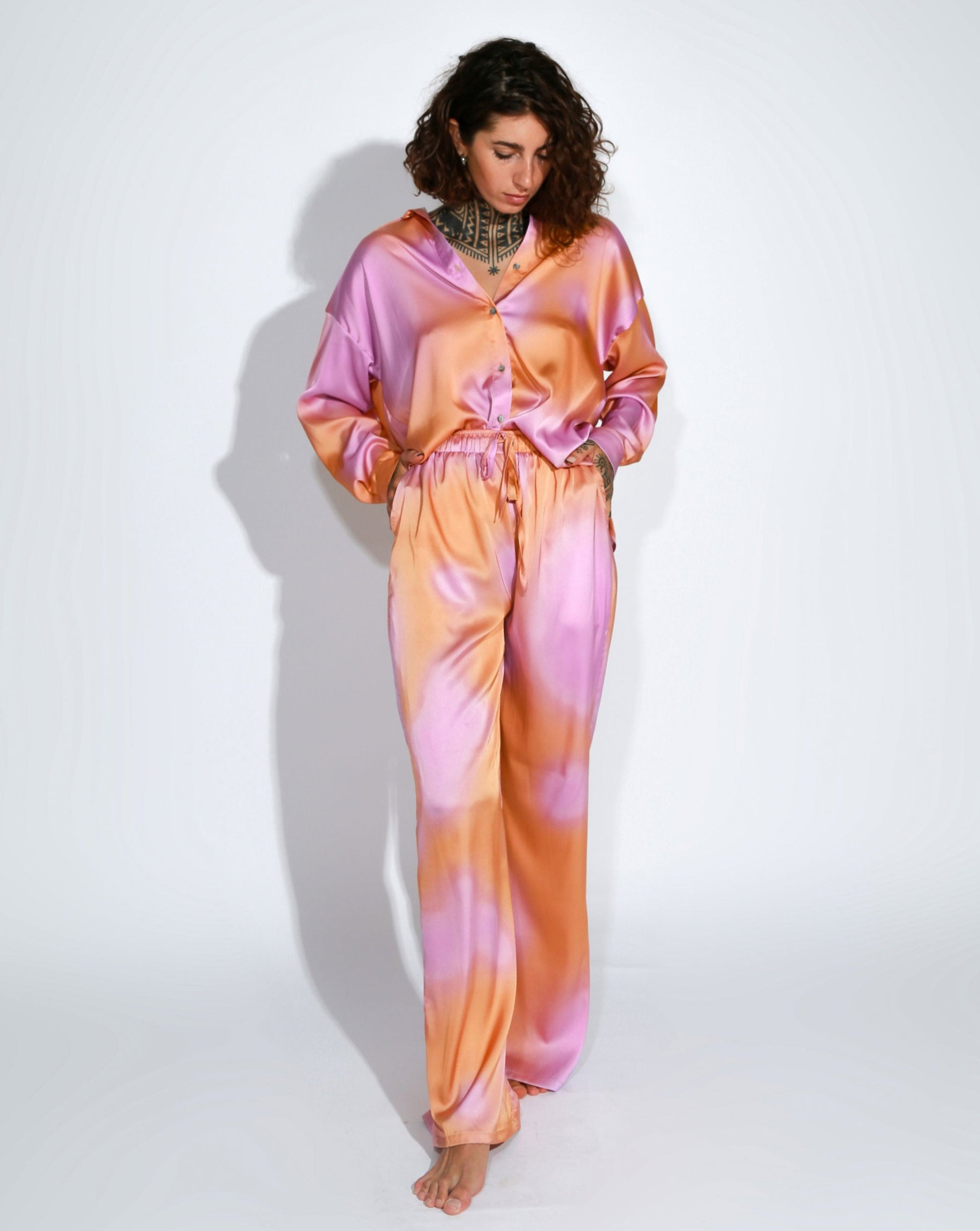 SHIRT AND PANTS SATIN SET