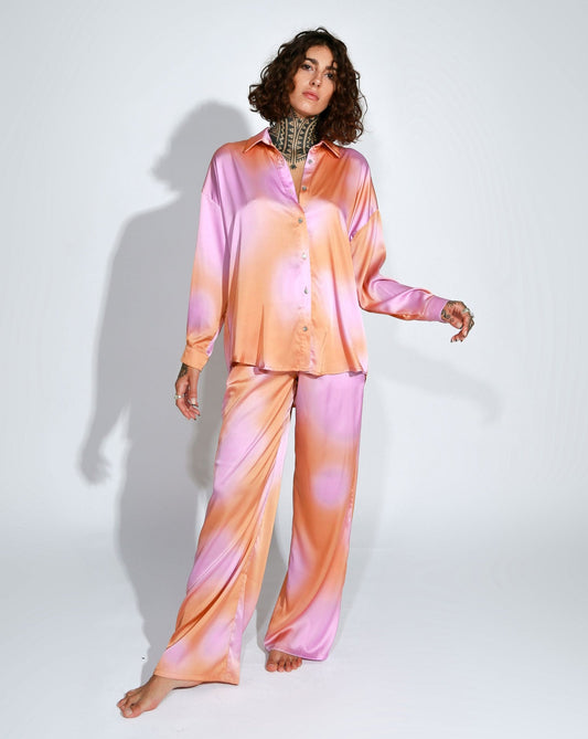 SHIRT AND PANTS SATIN SET