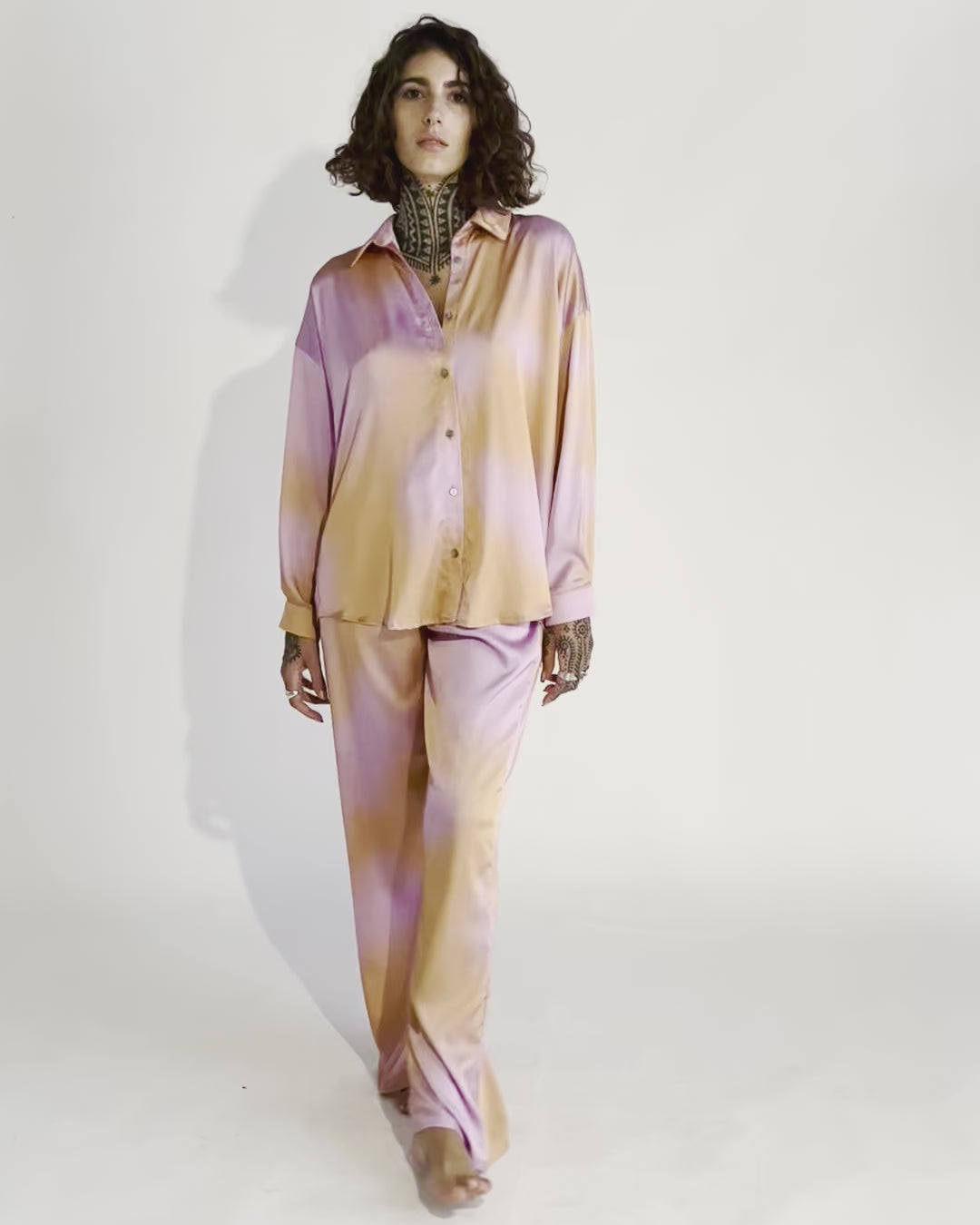 SHIRT AND PANTS SATIN SET